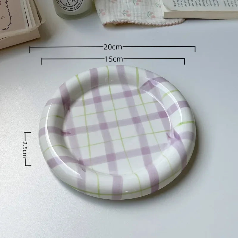 Cute Korean Ceramic Plate Unique Plate For Cake Food Dinner Breakfast Dessert Salad Decorative Dish Table Decorations Small dish