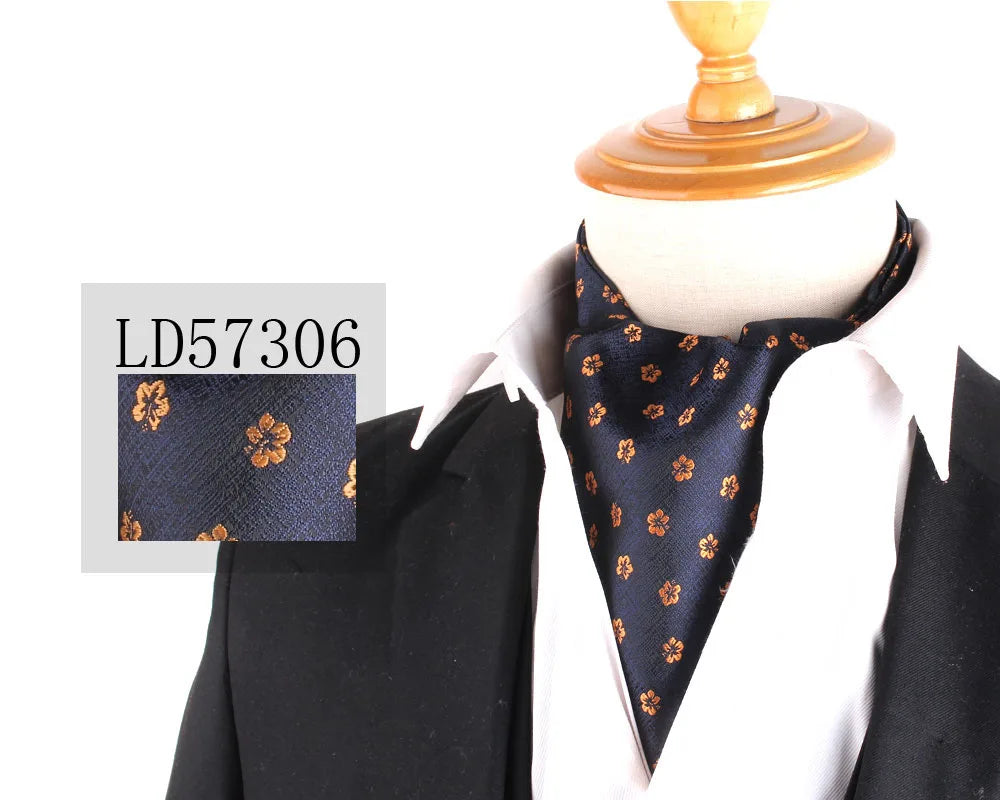 Jacquard Floral Paisley Cashew Tie Wedding Formal Cravat Ascot Scrunch Self British Gentleman Polyester Neck Tie For Men Luxury