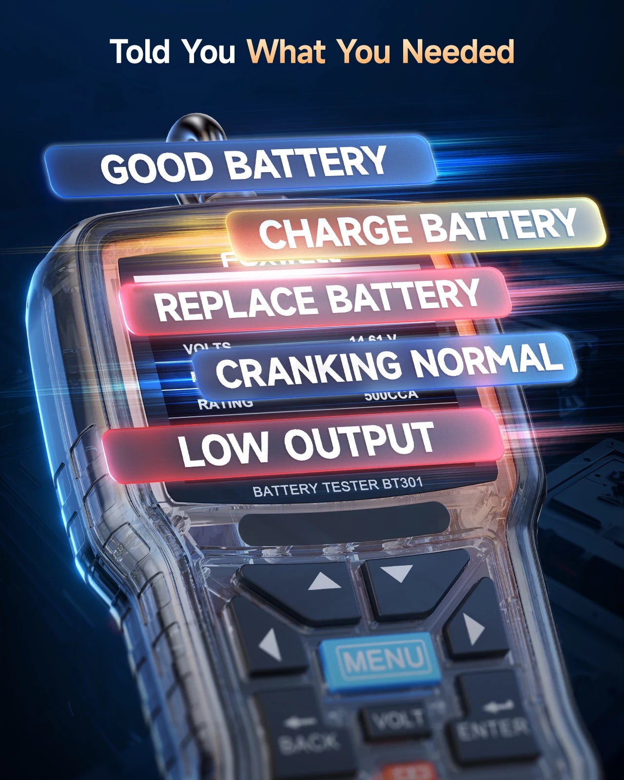 FOXWELL BT301 6V 12V Car Battery Tester Automotive Battery Load Tester Digital Battery Analyzer Crank Charging System Alternator