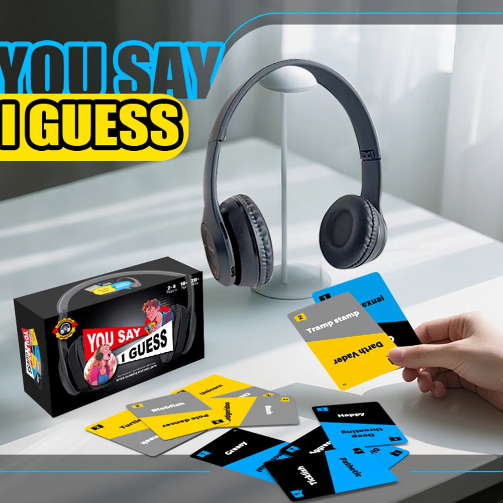 Sorry What Game & Headphone Lip Reading Party Games Funny Phrase Combos - Card Games Includes 100 Cards for Adults & Friends