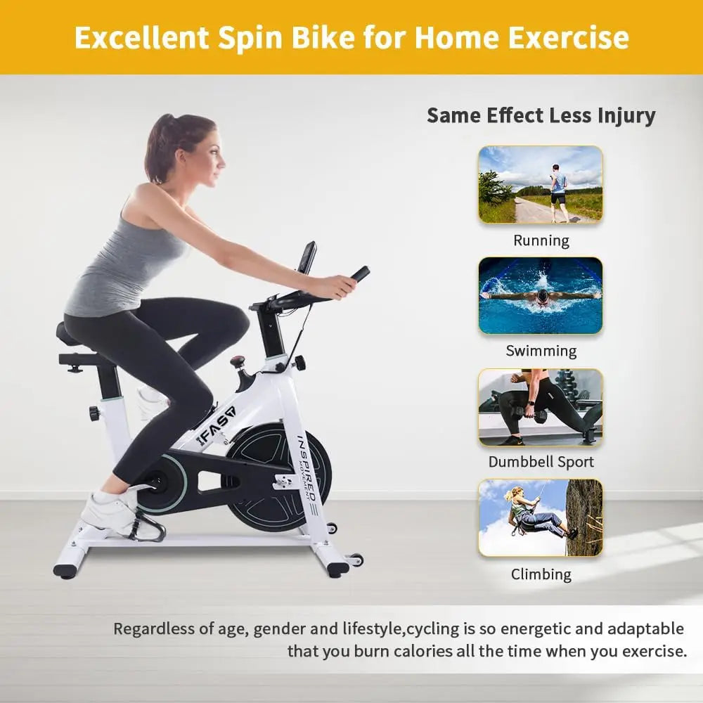 Home indoor exercise bike with LCD display and comfortable seat for aerobic fitness training in home gym