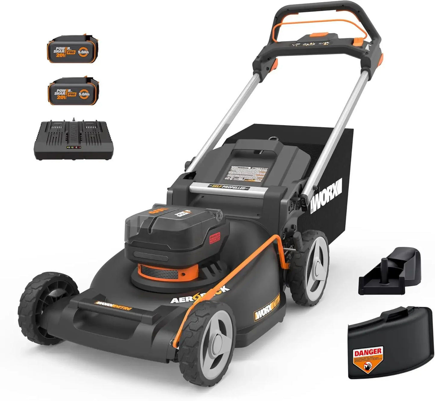 Nitro 40V 21" Cordless Lawn Mower with Aerodeck & Intellicut, Electric Mower with Variable Speed, Self-propelled Lawn Mower