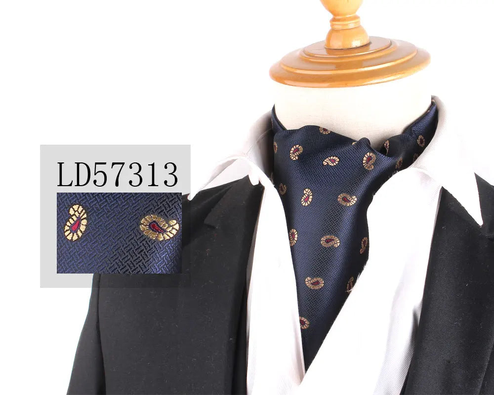 Jacquard Floral Paisley Cashew Tie Wedding Formal Cravat Ascot Scrunch Self British Gentleman Polyester Neck Tie For Men Luxury