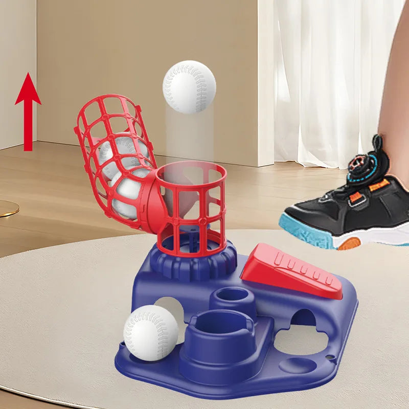 Softball Ball Machine Toy Training Foot Step Automatic Ejection Service Practice Sports Set Parent-Child Interactive Game Toy