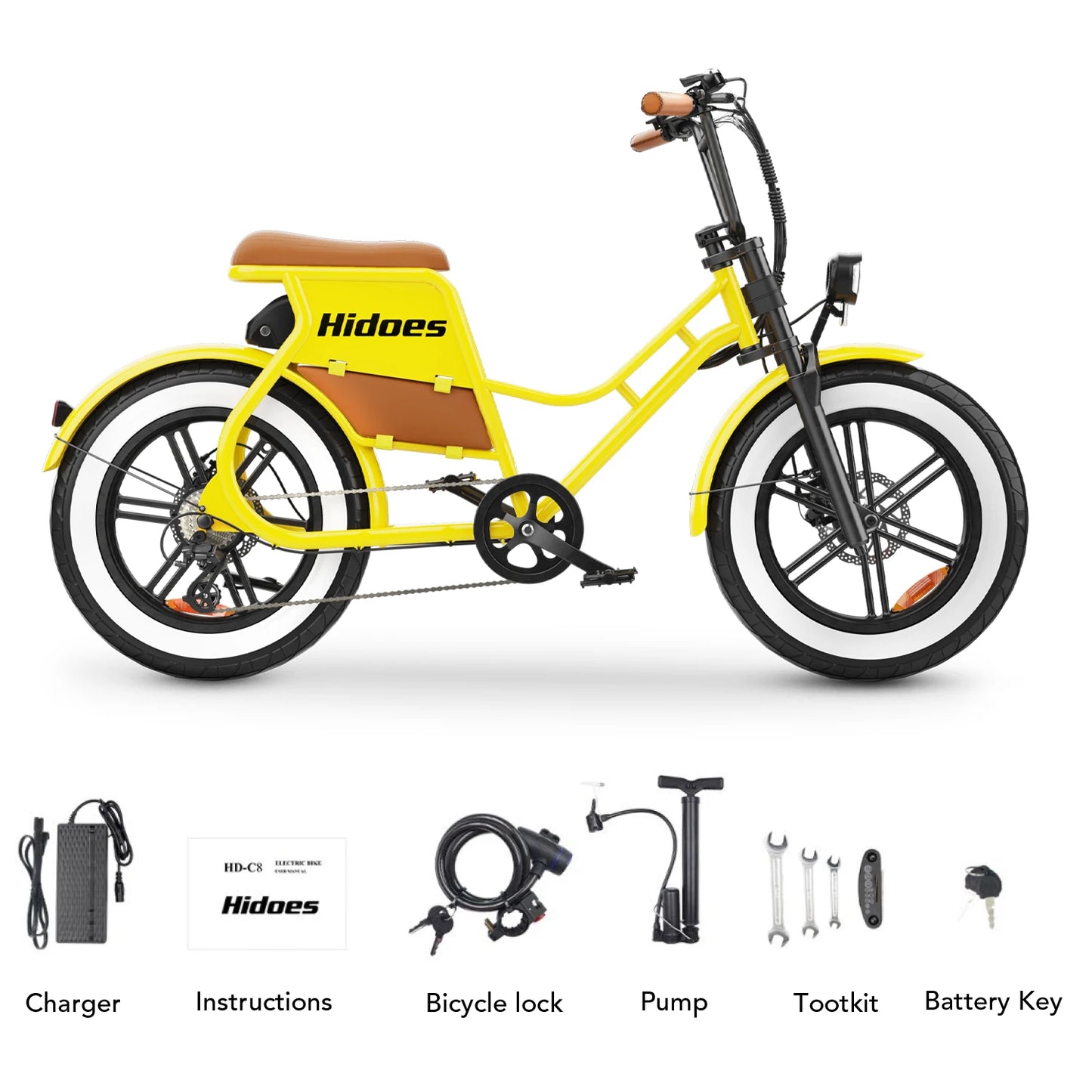 Hidoes C8 E-bike 700W Motor 48V17AH Lithium Battery Electric Bike Adult 20*4 Inch Off-road Fat Tire All-terrain Electric Bicycle