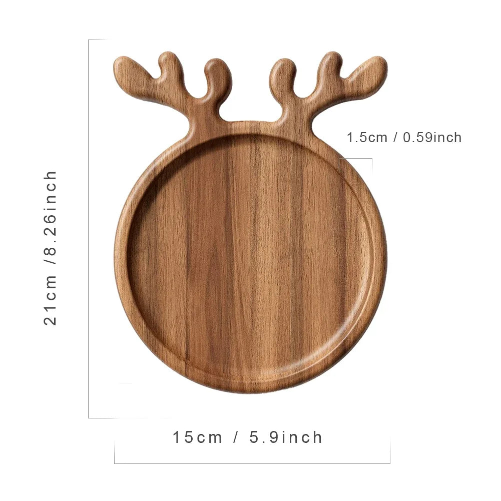 Appetizer Platter Decorative Food Dish Plate with Antler Handle Sushi Dishes Plate Dessert/Snacks/Fruit/Cookies Kitchen Supplies