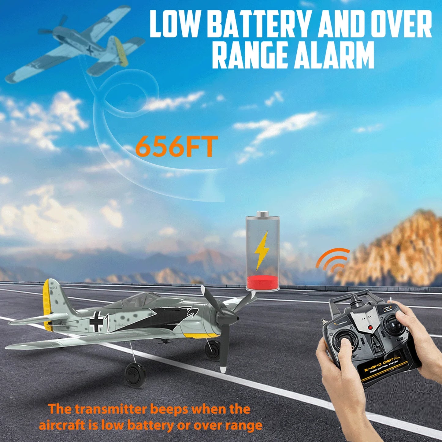 Volantex RC Planes for Adults,4-CH FW190 Fighter RC Airplane,One-Key Aerobatic, Stable and Safe,Suitable for Outdoor Activity