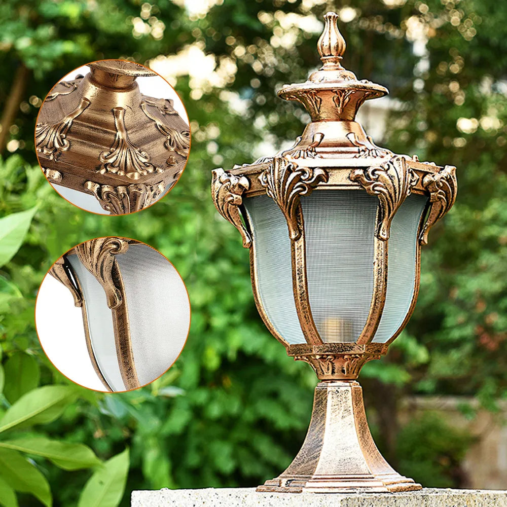 Bymaocar Outdoor column Exterior Retro Post Lamp LED Pillar Post Light Garden Yard Lantern Decor IP33 waterproof With Solid base