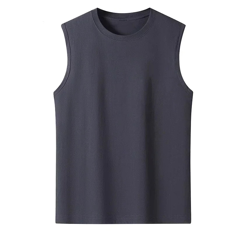 2025 Summer Basic 100% Cotton Women Tank Tops Plus Size Fashion Solid Color O-Neck Sleeveless Loose T Shirt Sports Running Vest