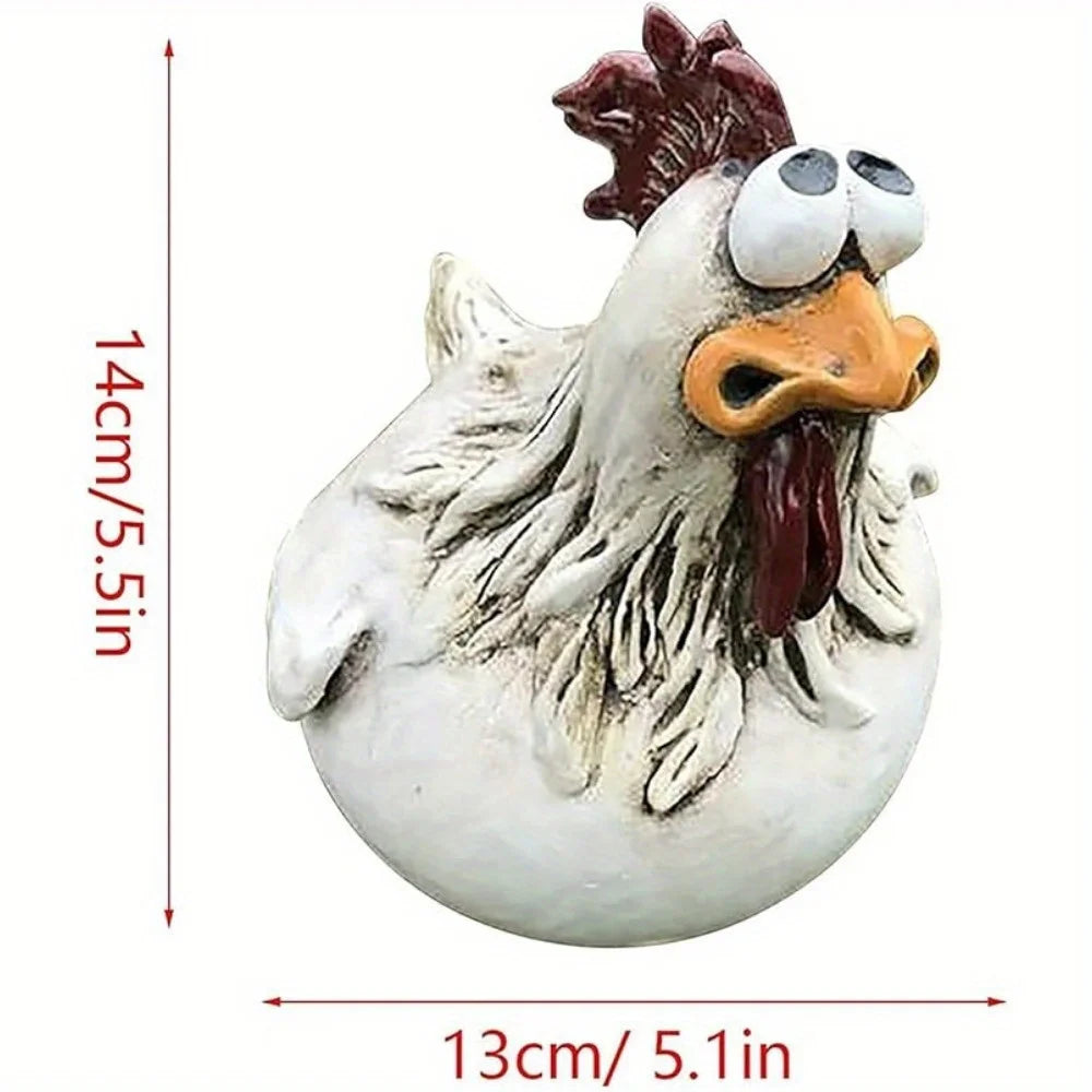 1Pc Resin Funny Chicken Surprise Hen, Used for Farm Garden Fence Decoration Worker Statue Crafts, as a Gift to Friends m