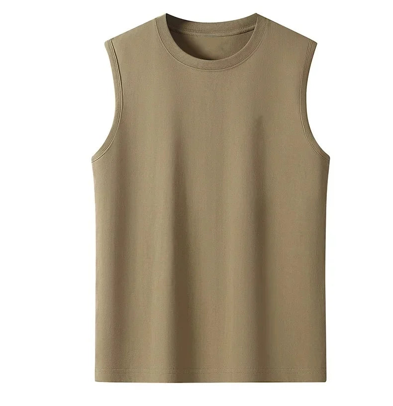 2025 Summer Basic 100% Cotton Women Tank Tops Plus Size Fashion Solid Color O-Neck Sleeveless Loose T Shirt Sports Running Vest