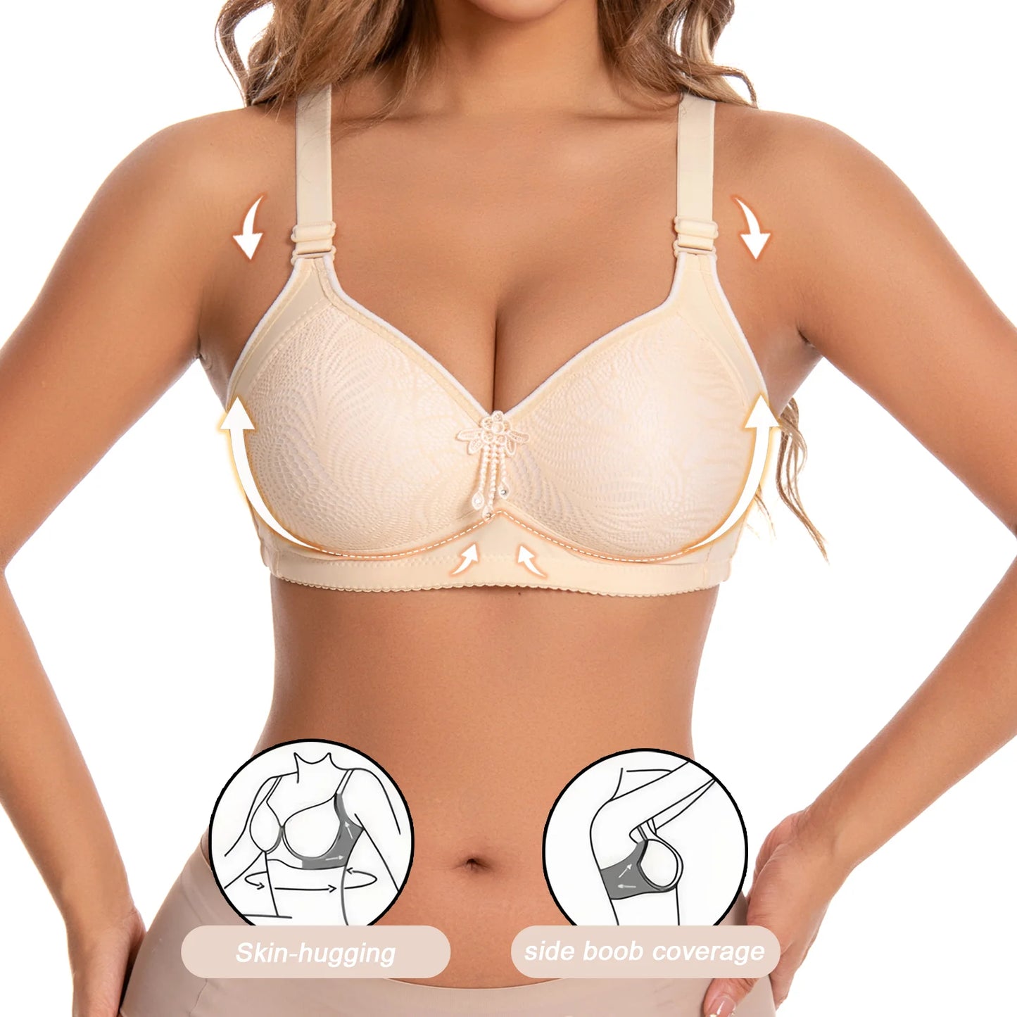 6 Seamless Comfortable Wireless Push-Up Bra Tassel Decor Women's Underwear and Lingerie