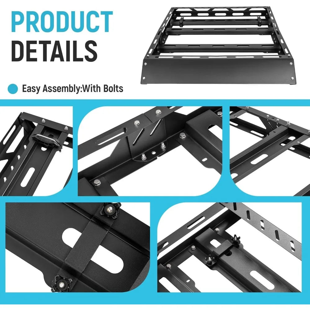 50" x 39" x 4.75" Roof Rack Cargo Basket W/Cross Bars Fit for Car SUV Pickup Truck Van Universal Top Cargo Carrier Metal Luggag