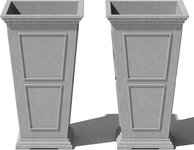 Tall Plastic Planter - Large Outdoor Planter for Front Porch | Weather Use -Crack Resistant All