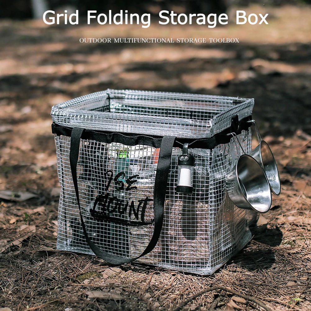 Portable Folding Storage Box Large Capacity Camping Storage Box Multi-purpose Sundries Storage Box Handheld Fishing Gear Storage