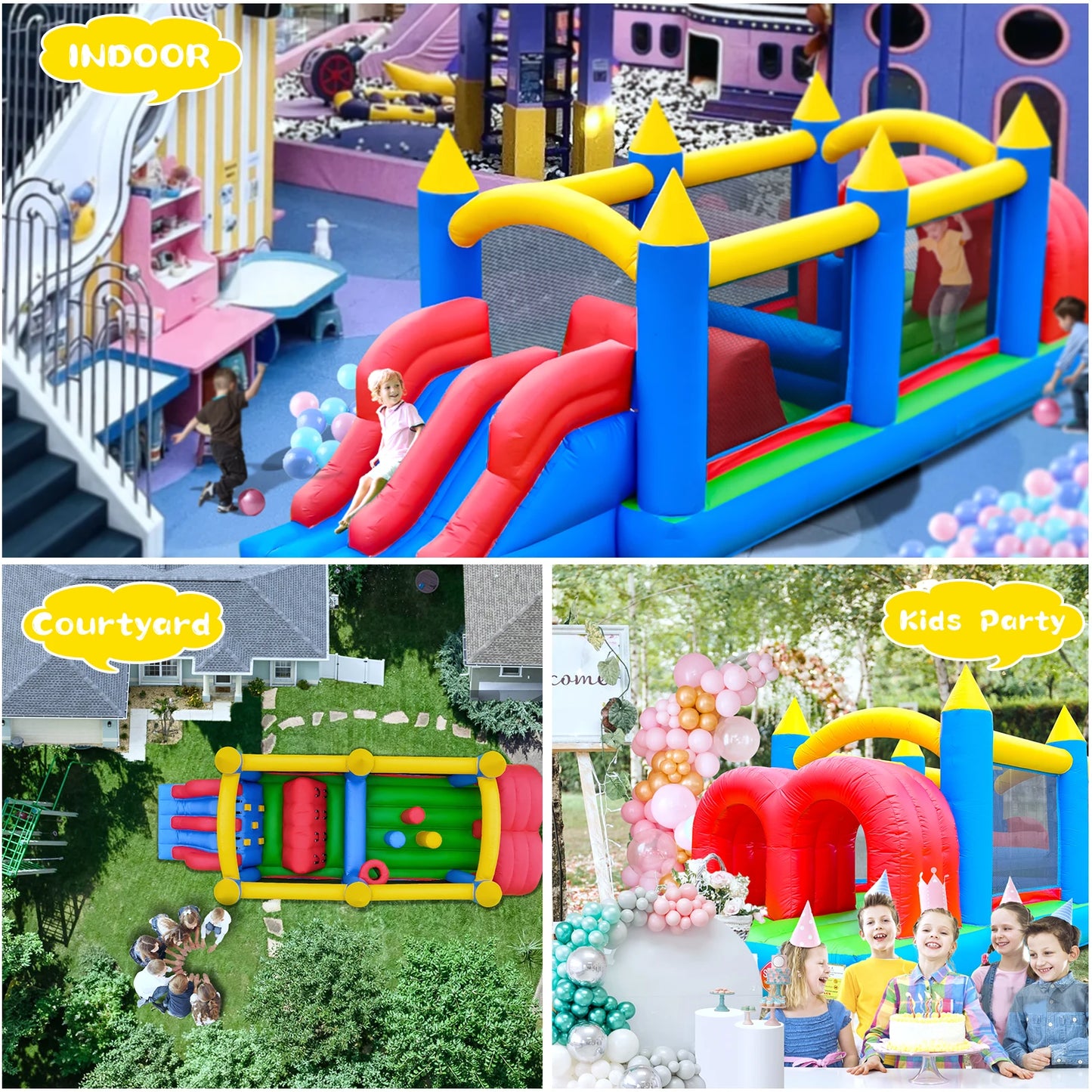7.3x2.4x2.4m Commercial Grade Inflatable Obstacle Course Bounce House for Kids