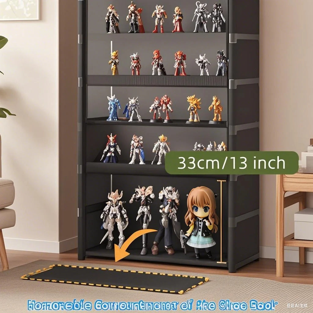 Display Cabinet Storage Box Shoe Rack Cabinet Handbag Organizer Large Capacity Collectible Toy Display Case W/ Clear Door