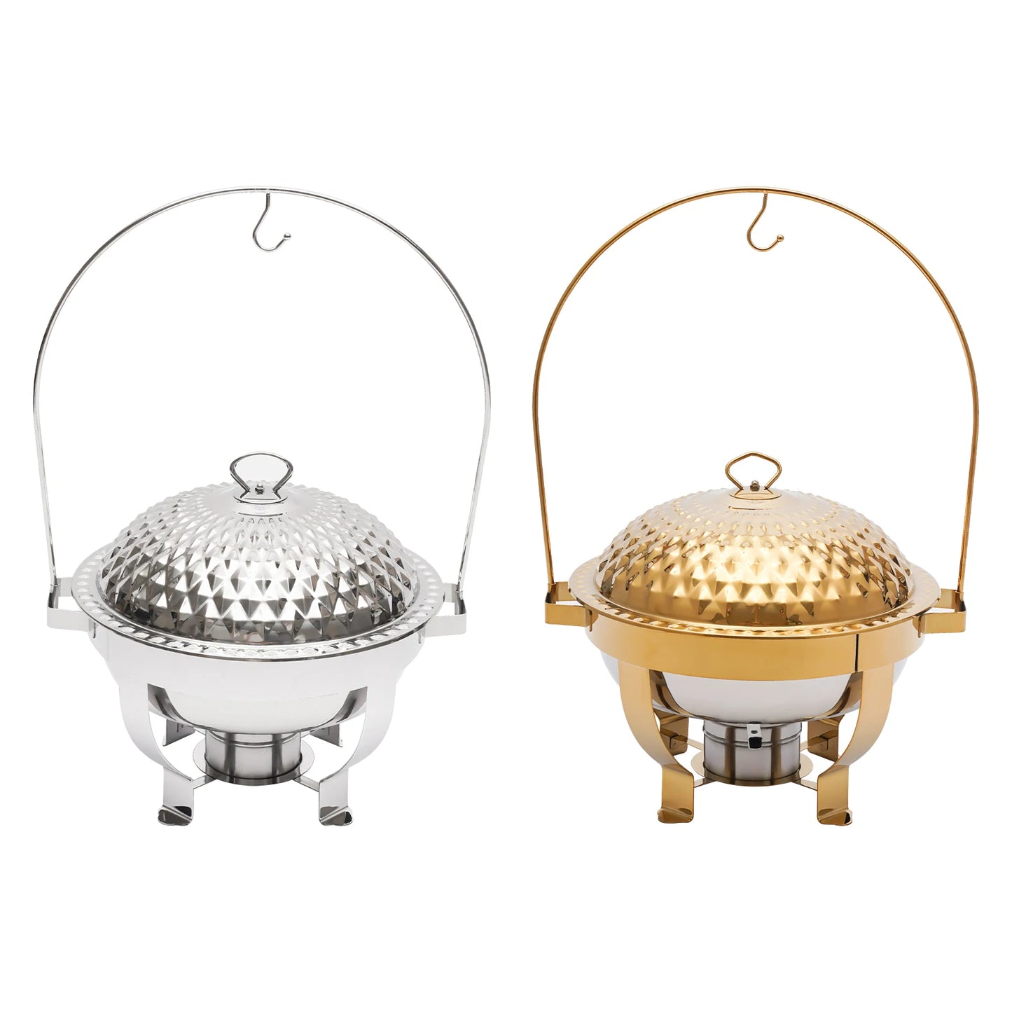 4.5L Round Stainless Steel Chafer Buffet Servers and Warmers Set Warming Tray Chafing Dish Buffet Set Gold/Silver for Parties