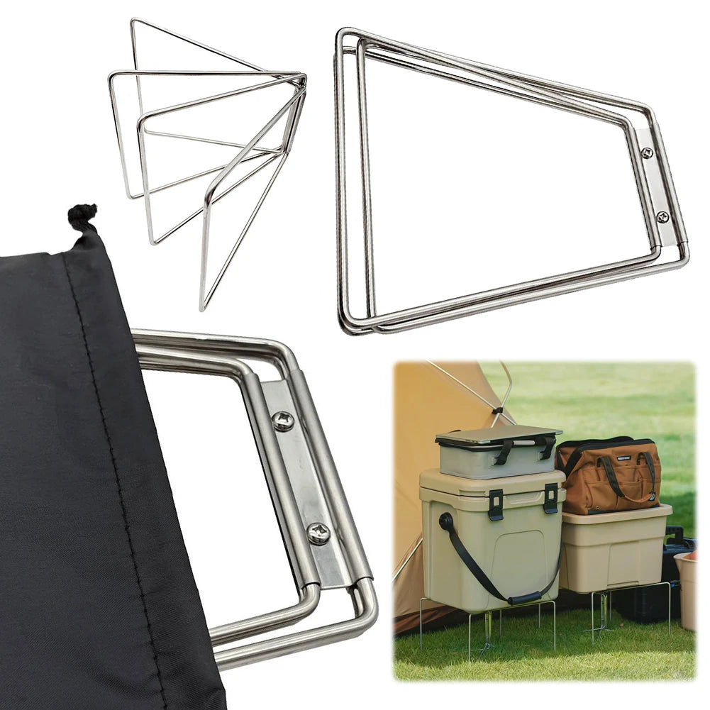 1/2PCS Camping Foldable Metal Stand Multifunctional Stainless Steel Aluminum Alloy Box Stand Portable Storage Box Bracket Tools