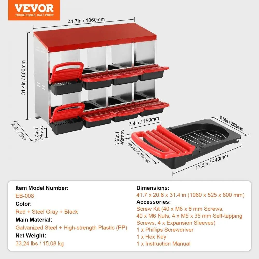 8 Compartment Chicken Nest Box with Inclined Design for Easy Access and Cleaning Ideal for Farm Use