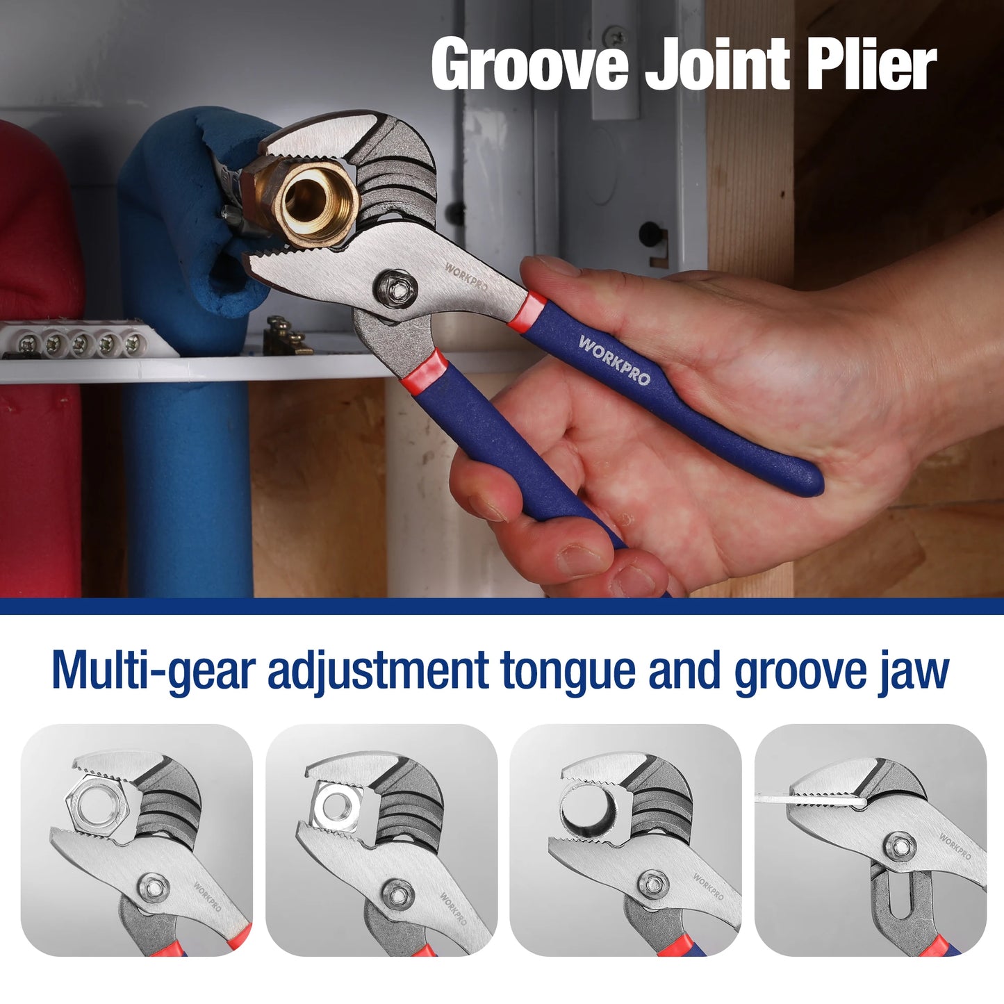WORKPRO 7-piece Pliers Set with Groove Joint, Long Nose, Slip Joint, Linesman and Diagonal Pliers for DIY