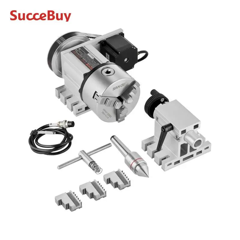 SucceBuy Dividing Head K11-100mm 3-Jaw Chuck 2.6"/65 mm Center Height Tailstock 6:1 Gear Ratio Universal for Milling Engraving