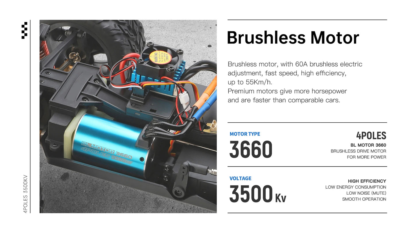 Original Brushless 55KMH WLtoys 104018 1/10 RC Car 2.4G Remote Control 4WD Off Road Drift Alloy Racing Truck