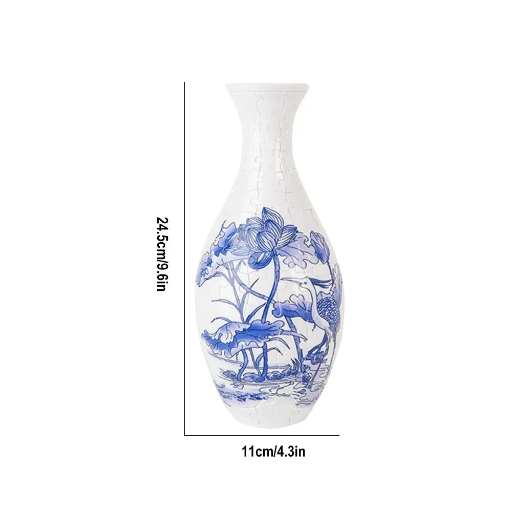 3D Puzzle Vase Panda Flower Porcelain Design Made Plastic Home Decoration and Flower Arrangement Housewarming Kids Toys Gifts