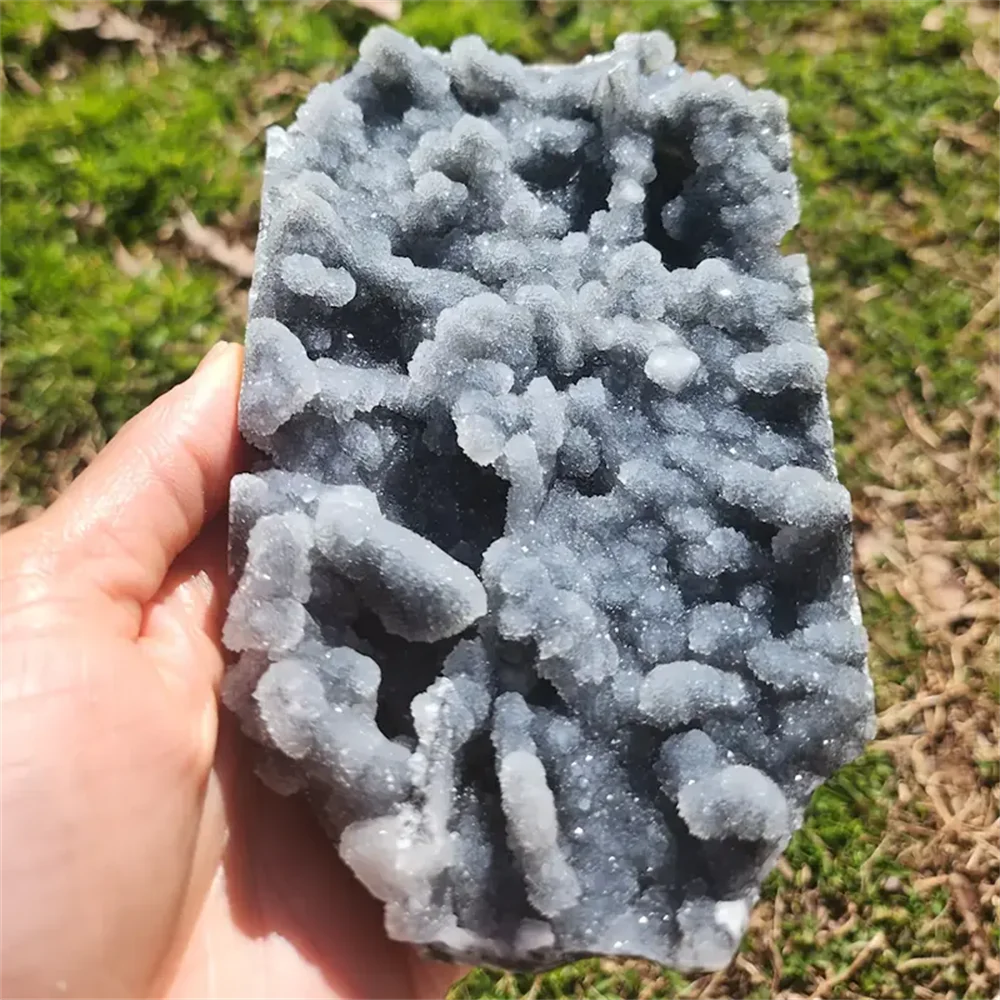 1pc Glittering Sphalerite Crystal Cluster Specimens - Irregular Druzy Geode Quartz Mineral Specimen for Home Office Desk