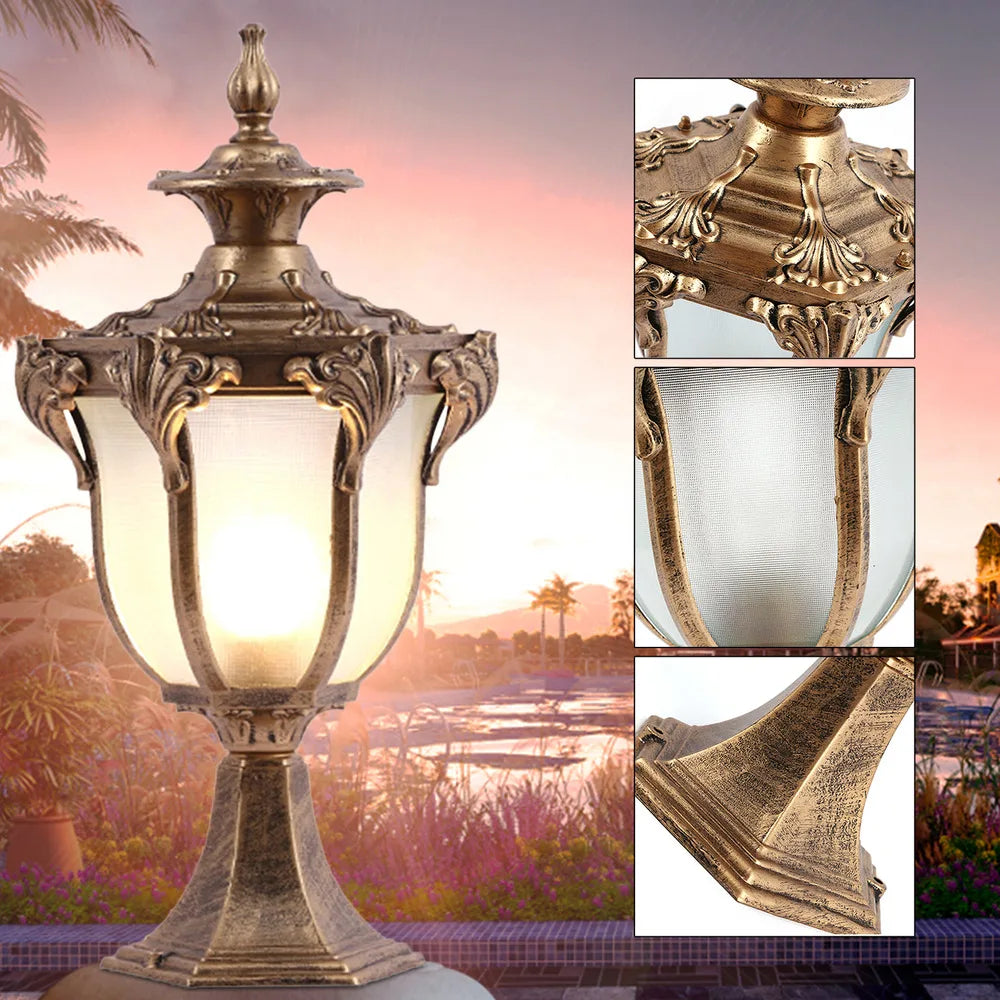 Bymaocar Outdoor column Exterior Retro Post Lamp LED Pillar Post Light Garden Yard Lantern Decor IP33 waterproof With Solid base