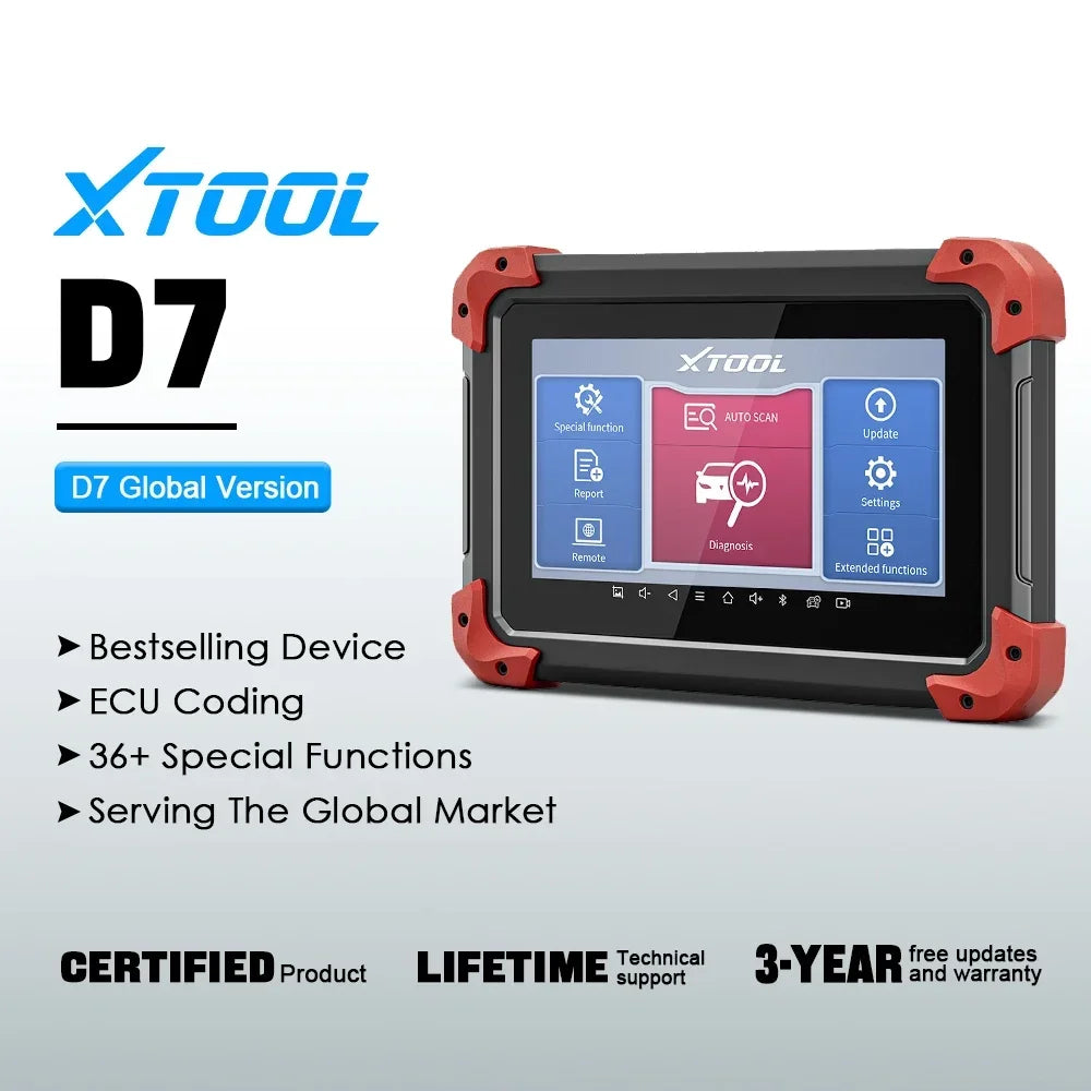XTOOL D7 V2.0 OBD2 Scanner All System Car Diagnostic Tool Bi-directional Automotive Tool ECU Coding with 39+ Service Function