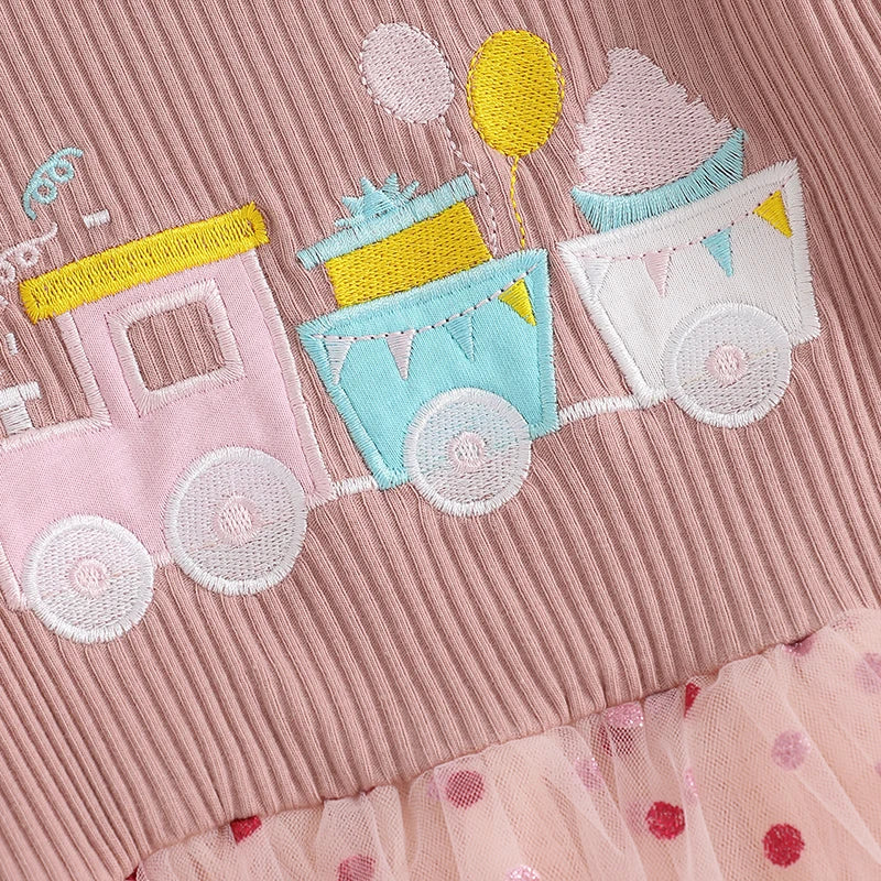 Toddler Girl Princess Dress with Floral Embroidery and Long Sleeves Elegant Tulle Party Dress for Fall Celebration