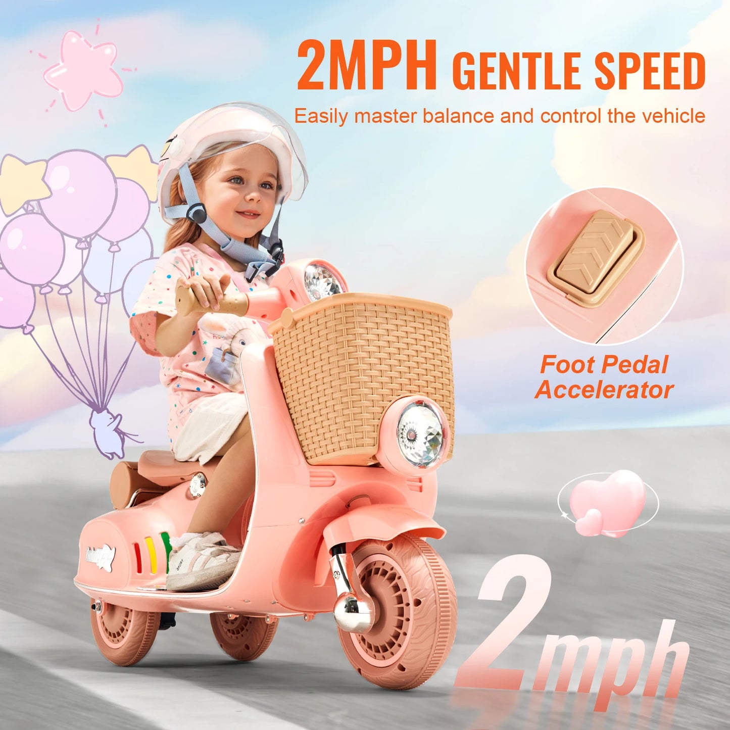 SucceBuy Kids Ride On Motorcycle 6/12V Battery Powered Electric Motorcycle Trike with Speed 2mph Ride on Toys for Children Gifts