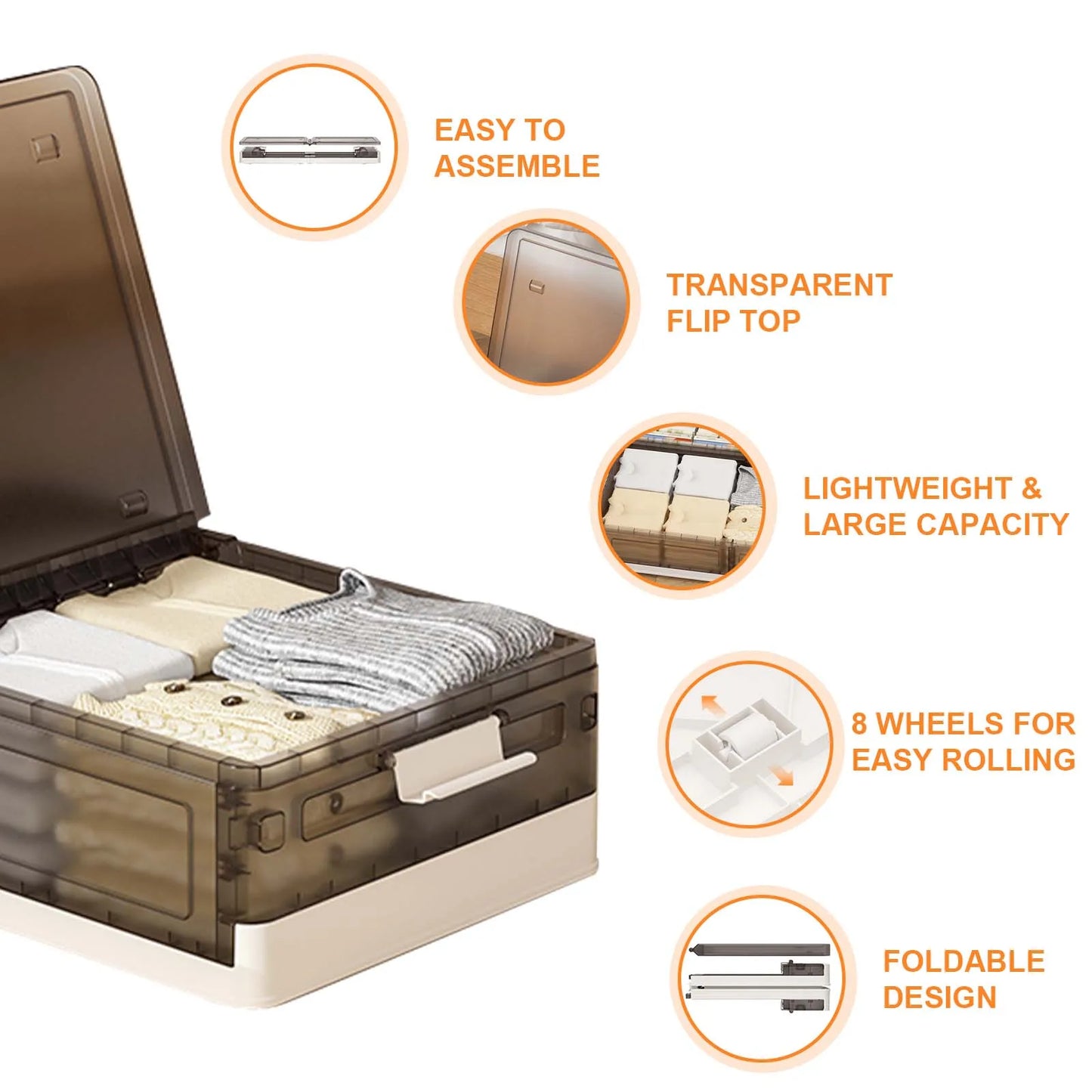 2pcs Under Bed Storage Box with Wheels Dust Proof Quilt Clothes Storage Bag Bedroom Toy Sundries Pulley Organizing Box