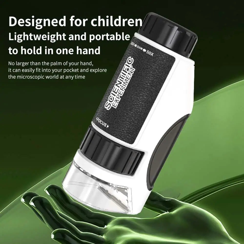 Kids Portable Mini Microscope 50X-300X - Handheld Science Discoveries for Young Explorers