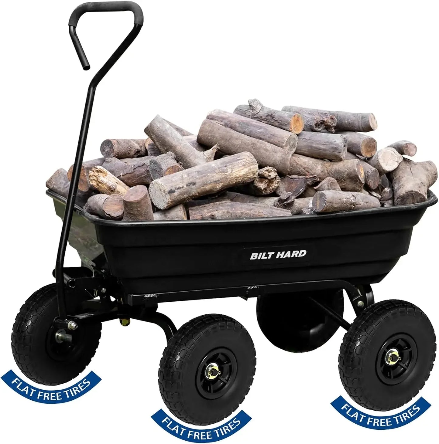 4 Cu Ft Dump Wagon Heavy Duty for Yard, Quick Release, Poly Garden Dump Cart 600 lbs with No Flat Tires, Outdoor