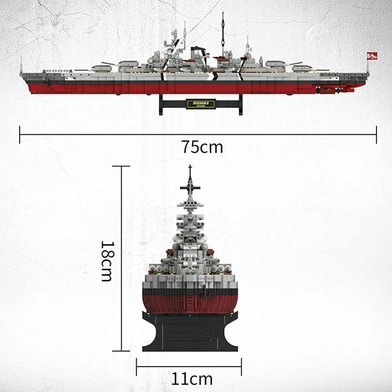 Military MOC Forange FC4201 Bismarck Class Battleship Model 2081PCS Building Blocks Brick Puzzle Toys for Children Kids Gift