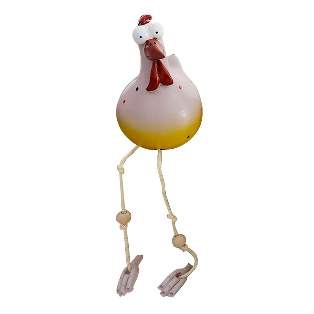 Big-eyed Chicken Creative Sculptures Craft Handicraft Long Feet Art Sculptures Waterproof Perfect Gifts for Outdoor Indoor Yard