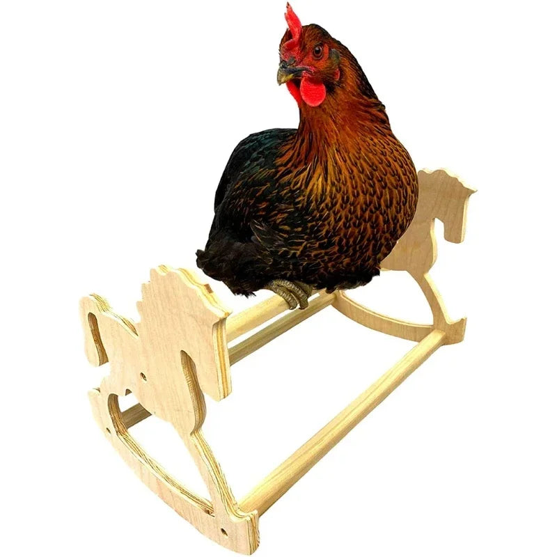 Chicken Roosting Bar Perch Rocking Horse Bird Toy for Coop Strong Wooden Chicken Swing Ladder for Parrots Baby Chicks Coop Chook