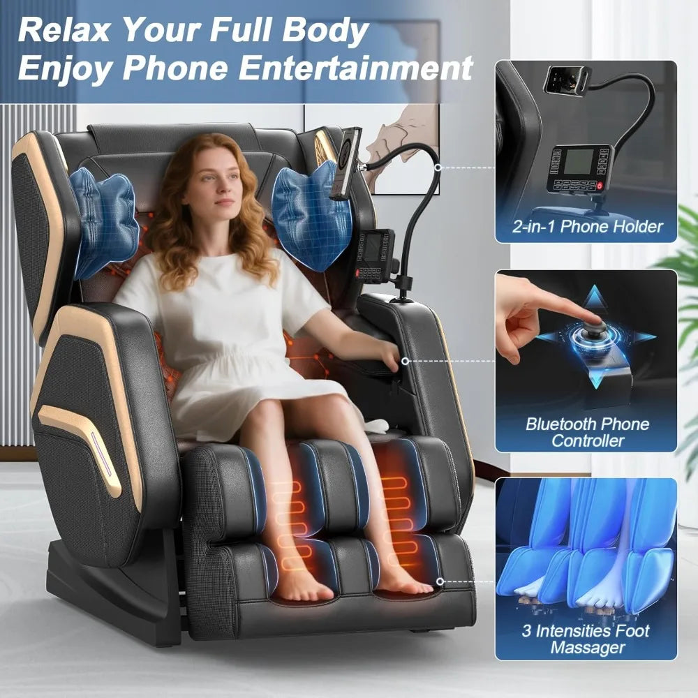 Massage Chair Full Body, Zero Gravity Massage Chair 2025 for Back Fatigue with 10 Fixed Rollers, Airbags, Phone Controller