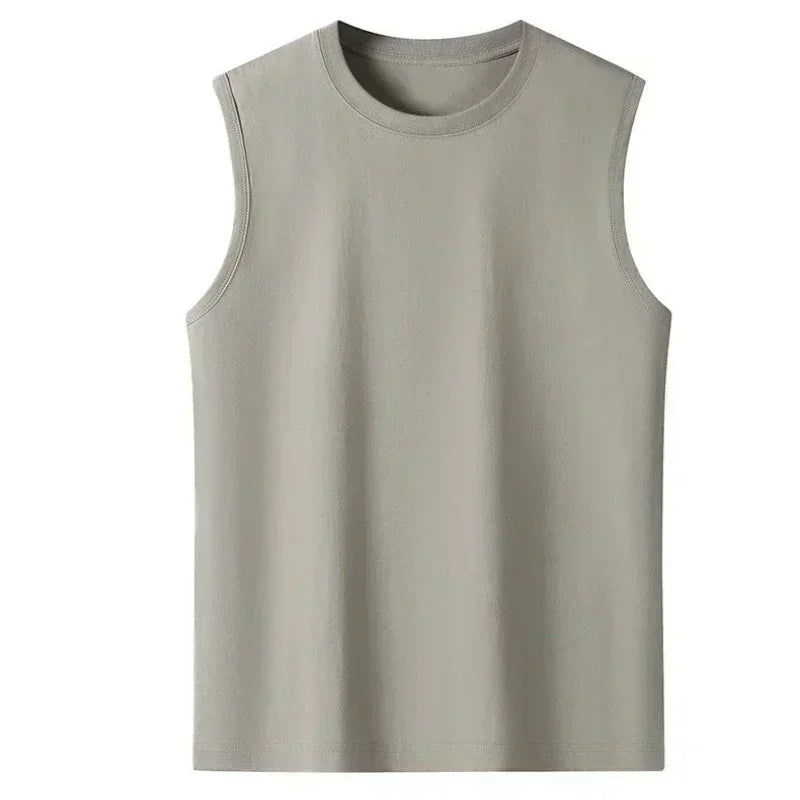 2025 Summer Basic 100% Cotton Women Tank Tops Plus Size Fashion Solid Color O-Neck Sleeveless Loose T Shirt Sports Running Vest