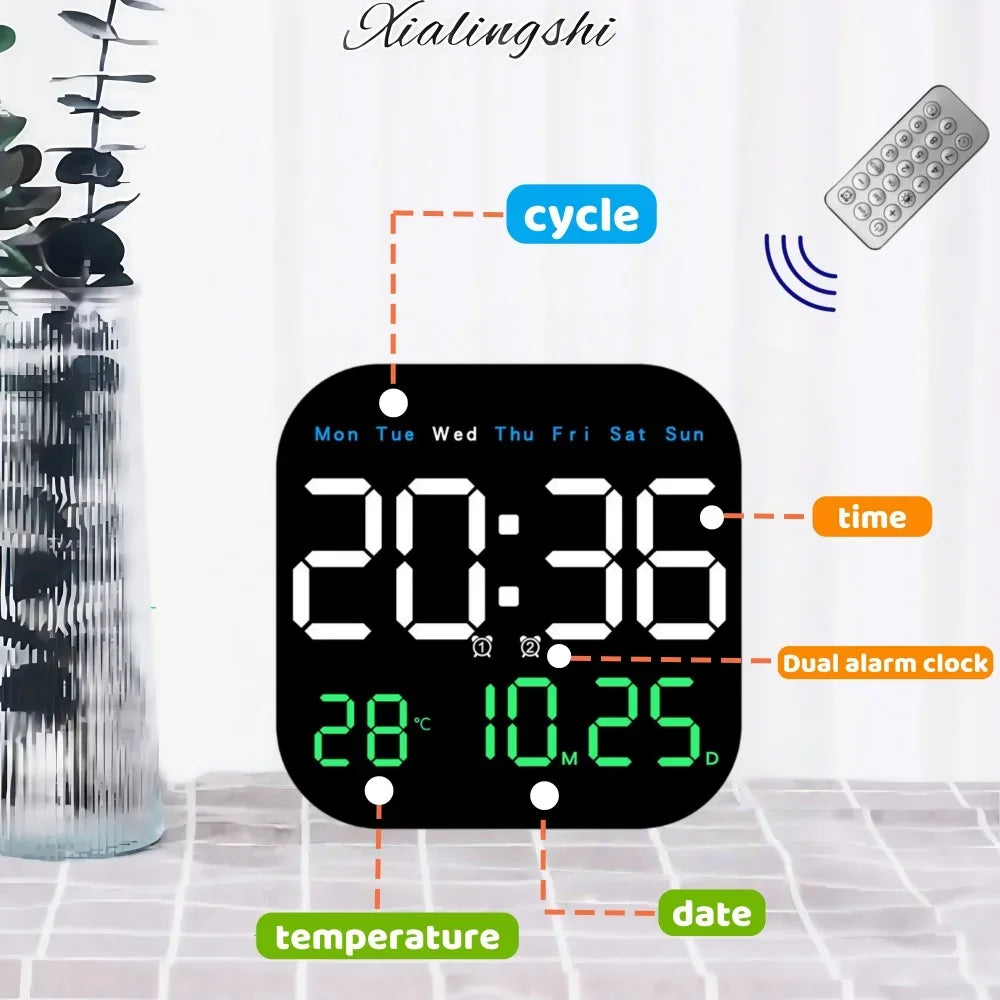 LED Digital Wall&Desk Alarm Clock – Dimming/Date/Day of Week/Temp Display,Home Decorations Item,Battery or USB Powered