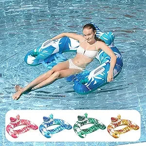 Pool Floats, 3 Pack Inflatable Pool Float Chairs with Cupholders & Handles, Pool Floats Adult & Kids Perfect for Pool Lake & Riv