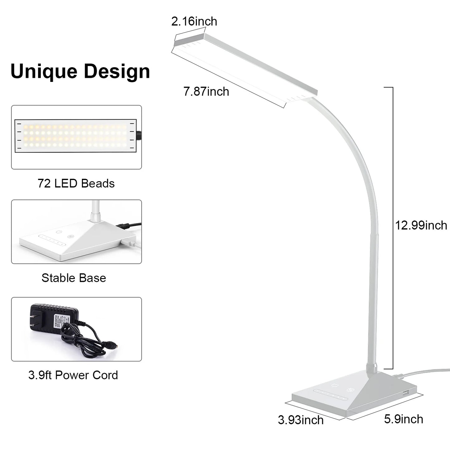 12W 72LED Desk Lamp Flexible Touch Sensor LED Reading Dimmable Lamp Night Light