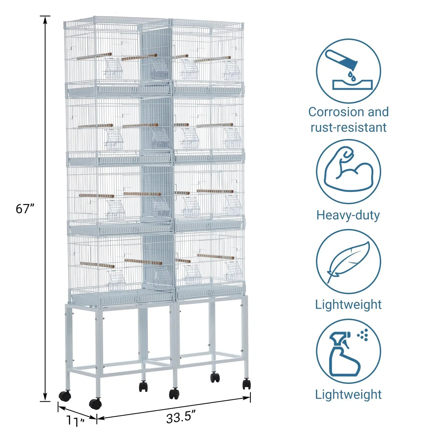 Extra Large Bird Cage Metal Parrot Cage for Mid-Sized Parrots Cockatiels Conures Parakeets Lovebirds Budgie Finch, White