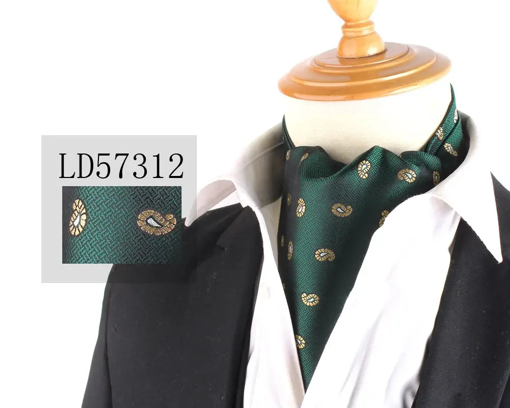 Jacquard Floral Paisley Cashew Tie Wedding Formal Cravat Ascot Scrunch Self British Gentleman Polyester Neck Tie For Men Luxury