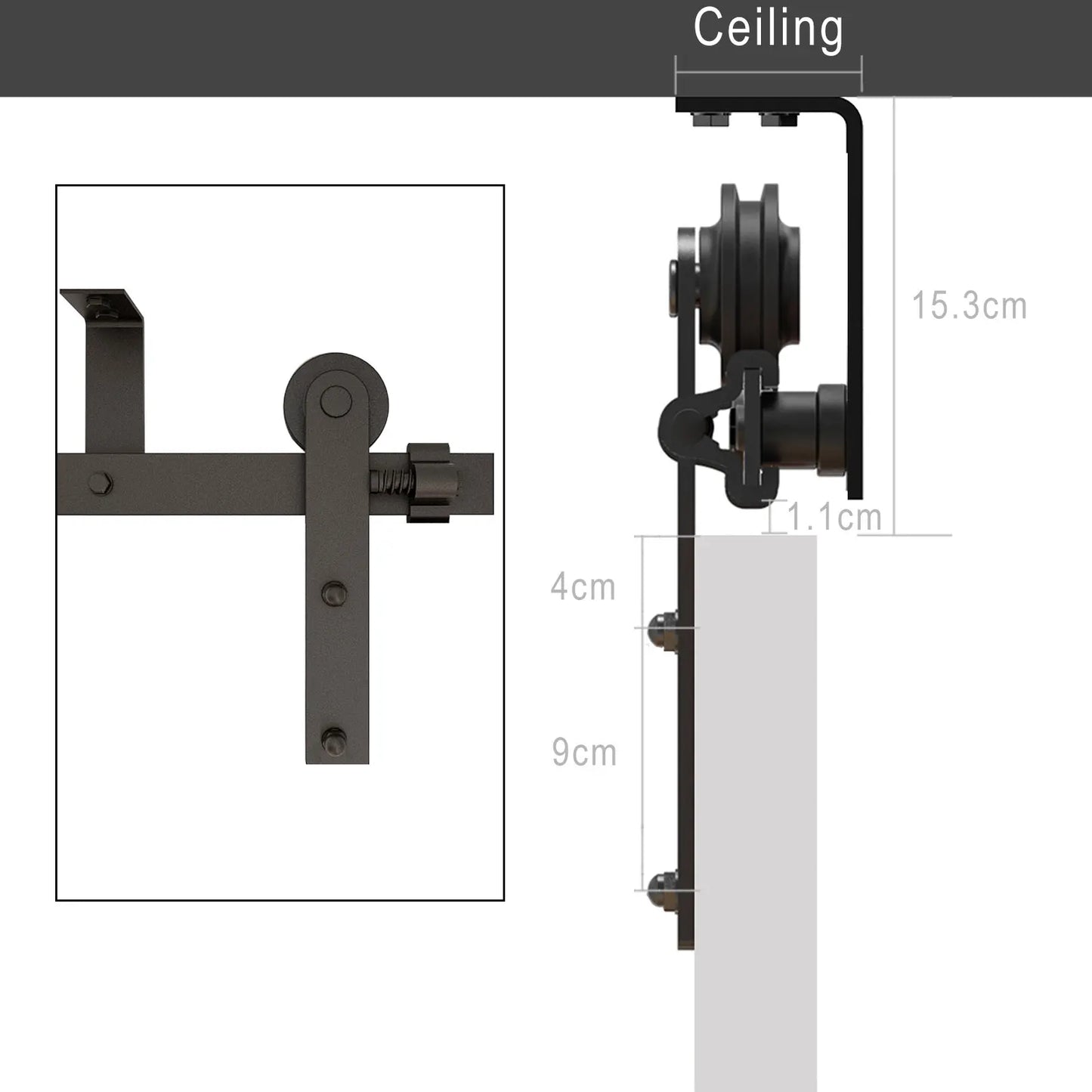 CCJH Sliding Barn Door Hardware Kit Ceiling Mount Sliding Door Track Accessory Kit Double Sliding Interior Door I Shape