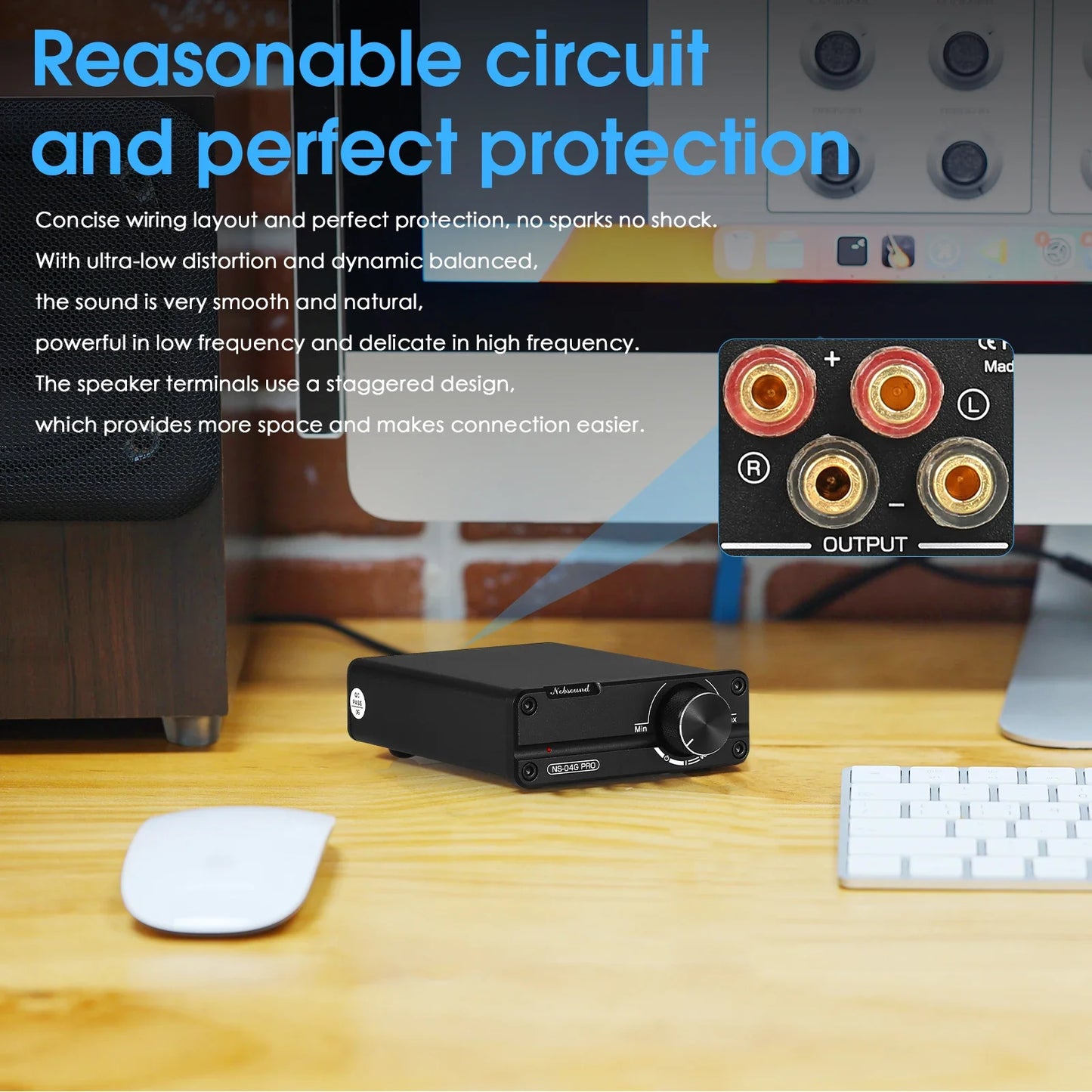 Nobsound NS-04G PRO Mini Digital Power Amplifier HiFi Stereo 2.0 Channel Class D Home Desktop Audio Amp 100W+100W