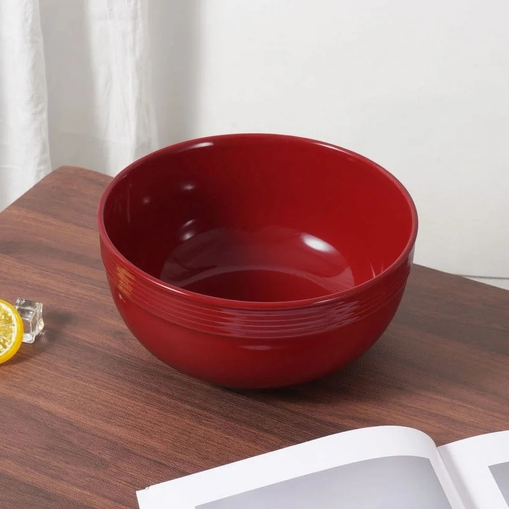 Stoneware Round 9 Inch Red Serving Bowl Dishwasher Microwave Safe Elegant Design Salad Soup Dessert Dish Durable Kitchenware