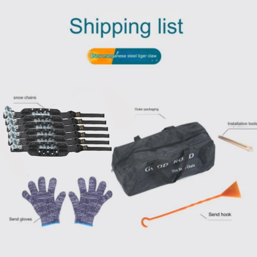 6PCS Car Snow Chain Off Road Motorcycle Anti-slip Car Snow Chains Tyre Winter Roadway Safety Atv Truck Tire Chain Anti-skid